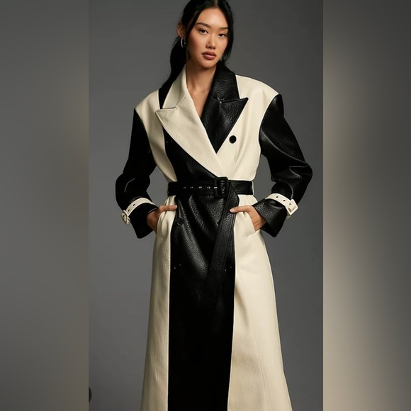 NWT Ronny Kobo Baylor Faux Leather Trench Coat. Size Large. - Picture 6 of 15